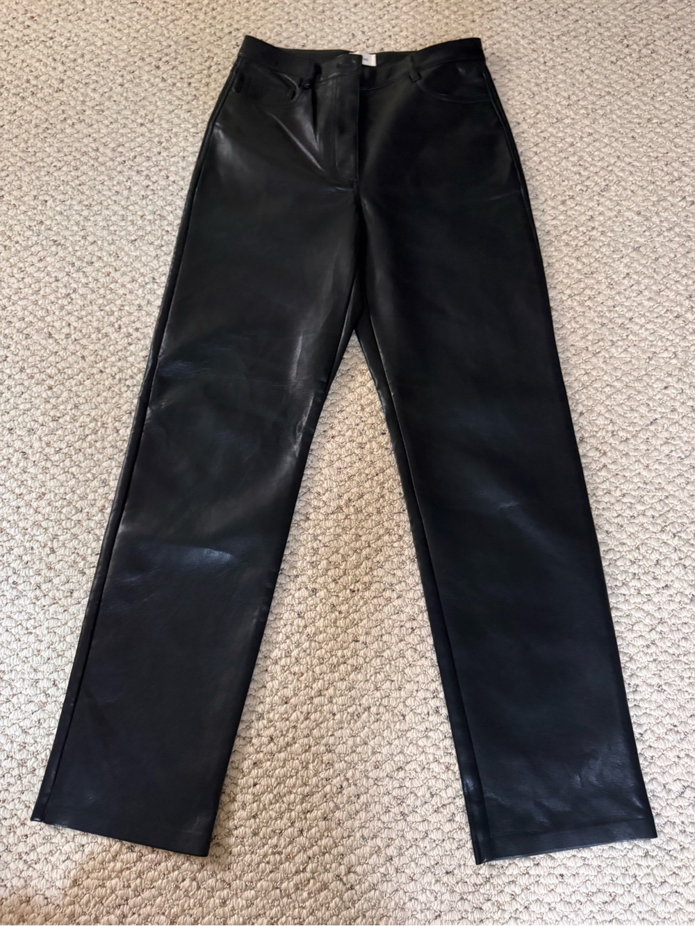 Aritzia Wilfred Black Faux Leather Straight Leg Pants